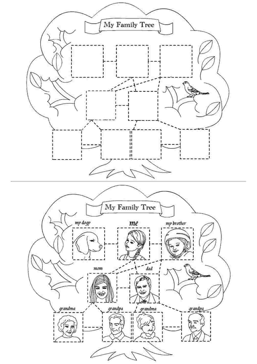 Раскраска семейное дерево