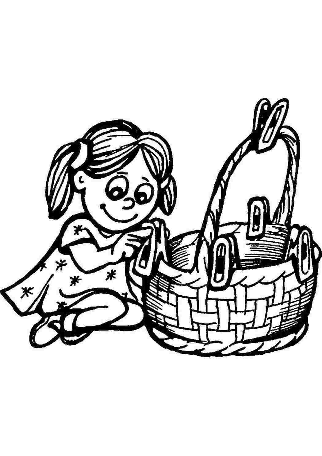 Девочка с корзинкой раскраска для детей