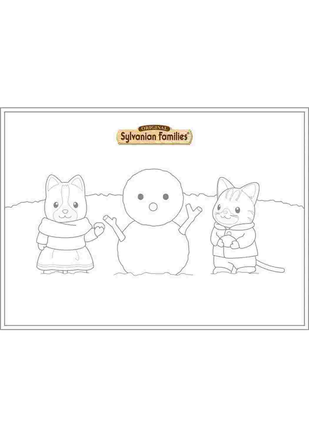 Раскраска Сильвания фэмили лепят снеговика