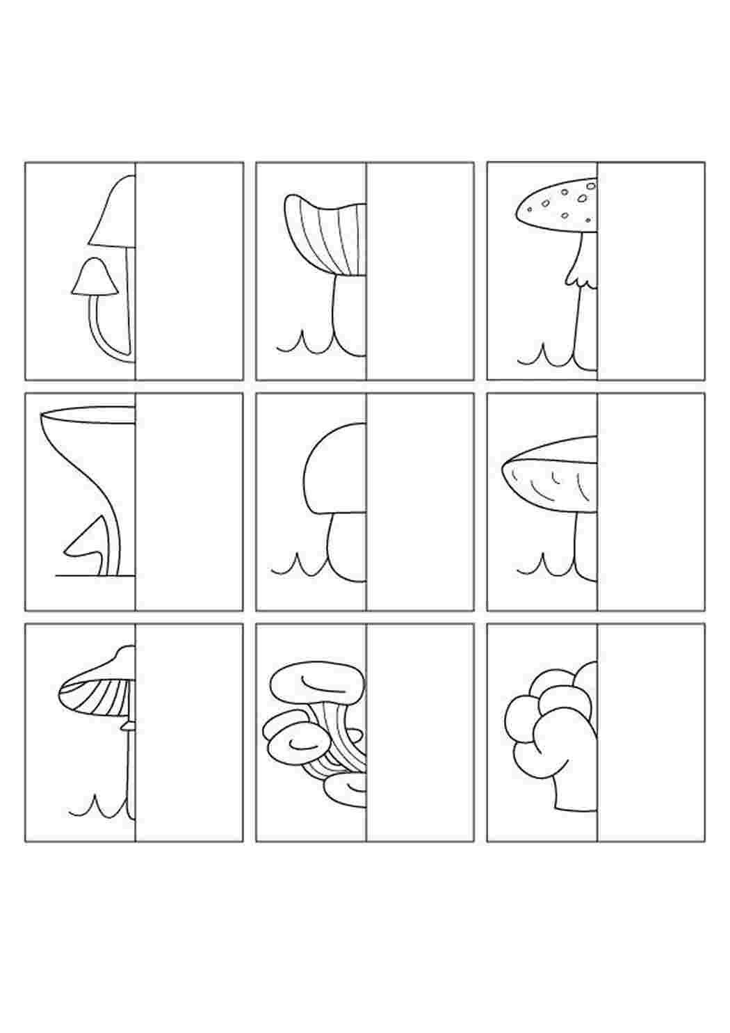 Раскраска Половинки грибов