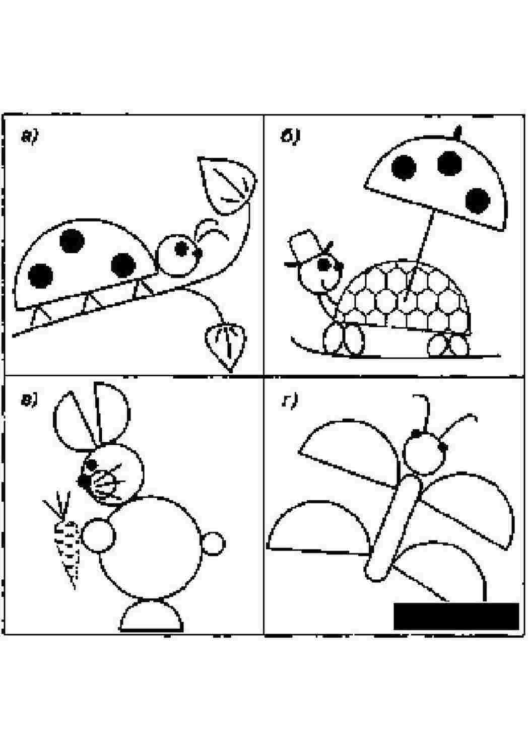 Схемы насекомых из геометрических фигур