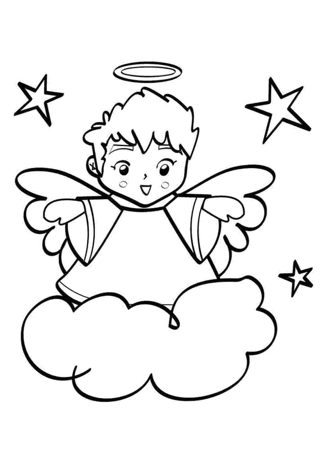 Раскраска ангел на небе