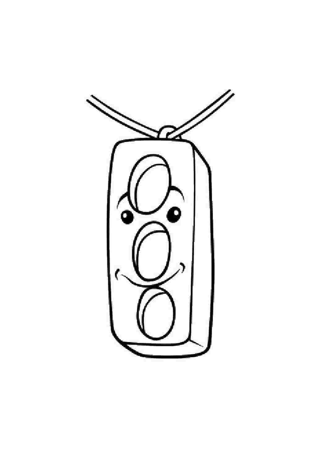 Раскраска Светофор висит на проводе