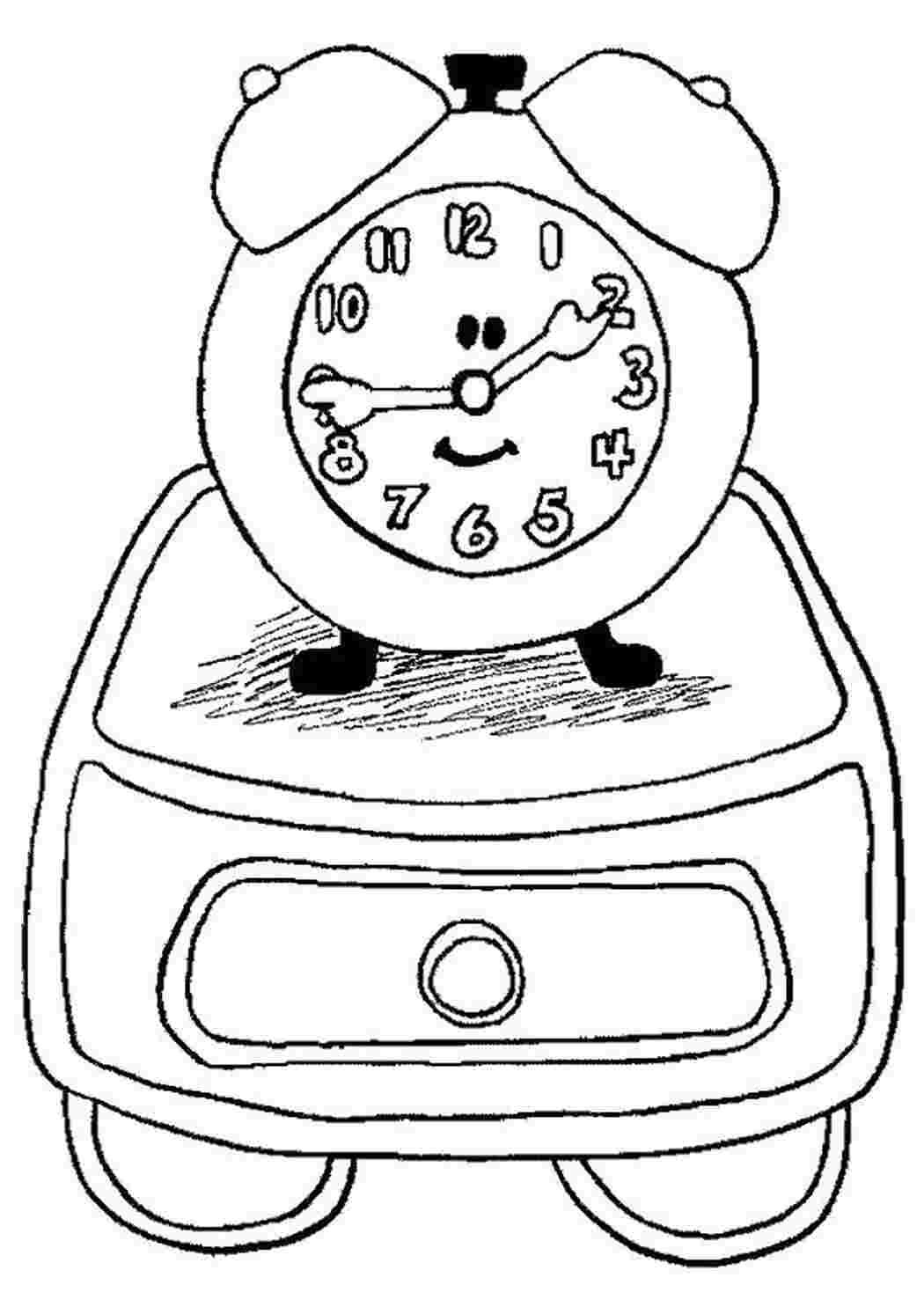 Раскраска часы-будильник, заводной будильник
