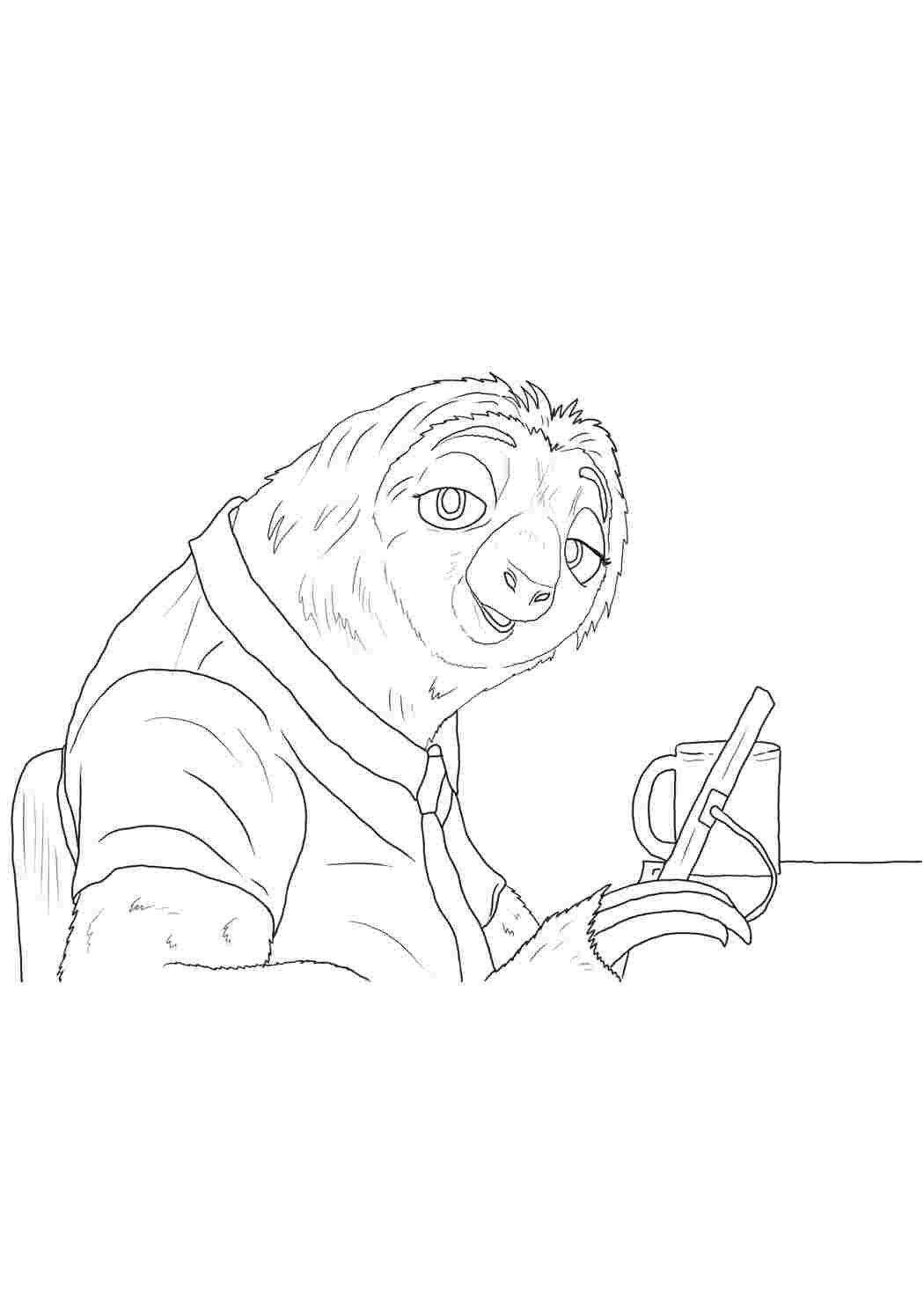 Раскраска ленивец