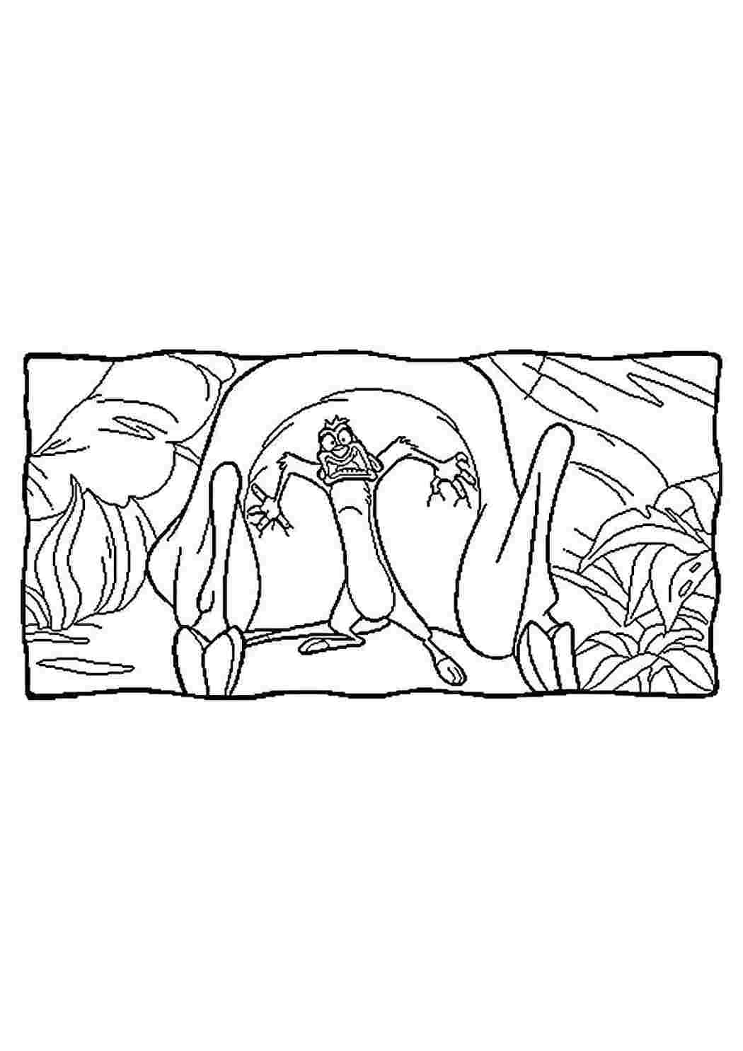 Раскраска Тимон толкает Пумбу