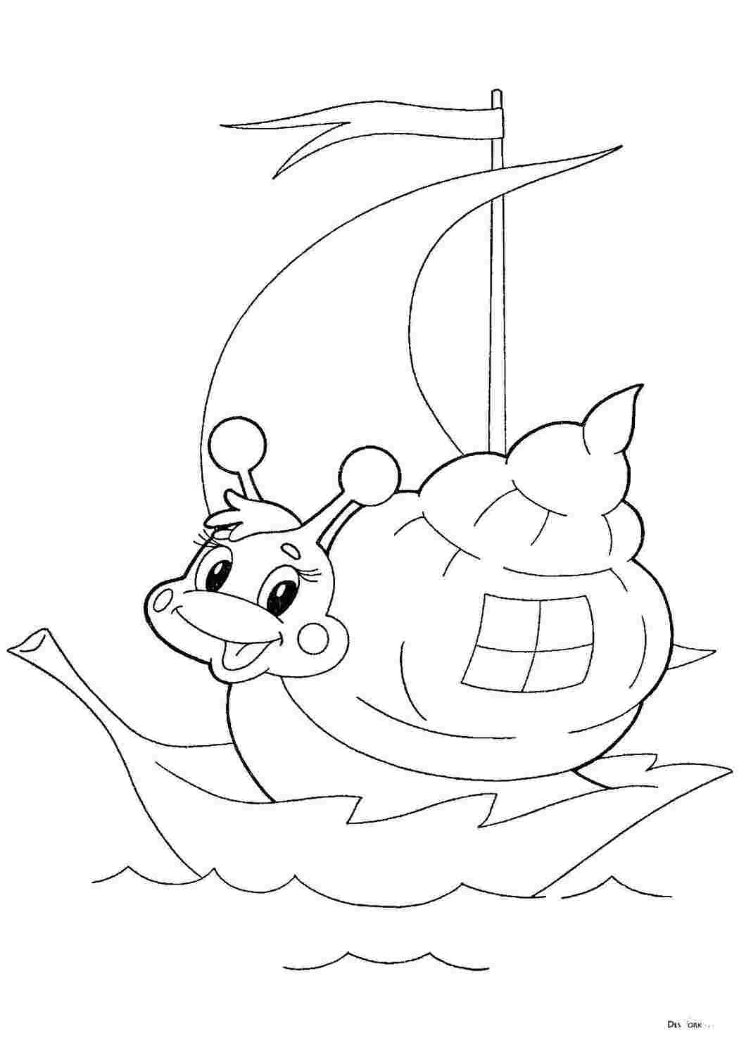 Раскраска Улиточка на листике