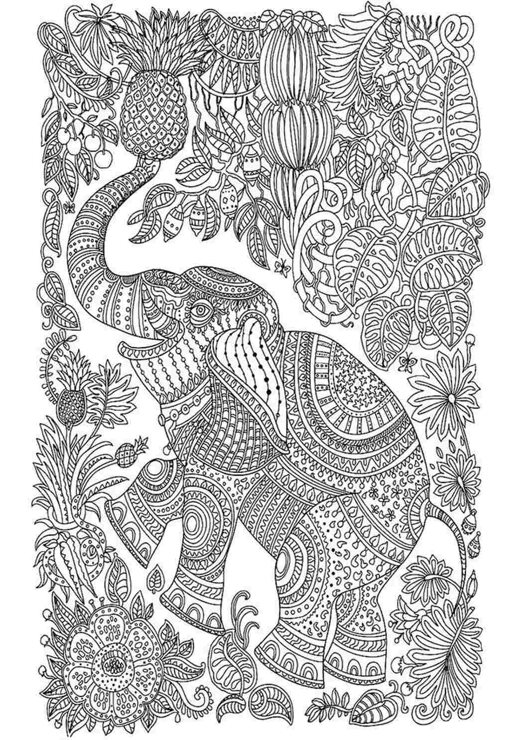 Раскраска антистресс слон