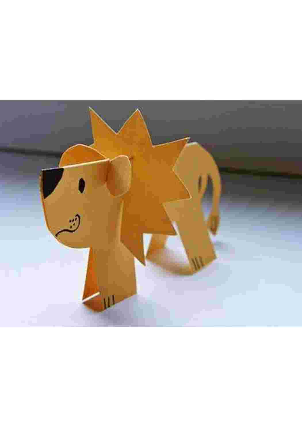 Раскраска Поделки животных из цветной бумаги. Объемные поделки