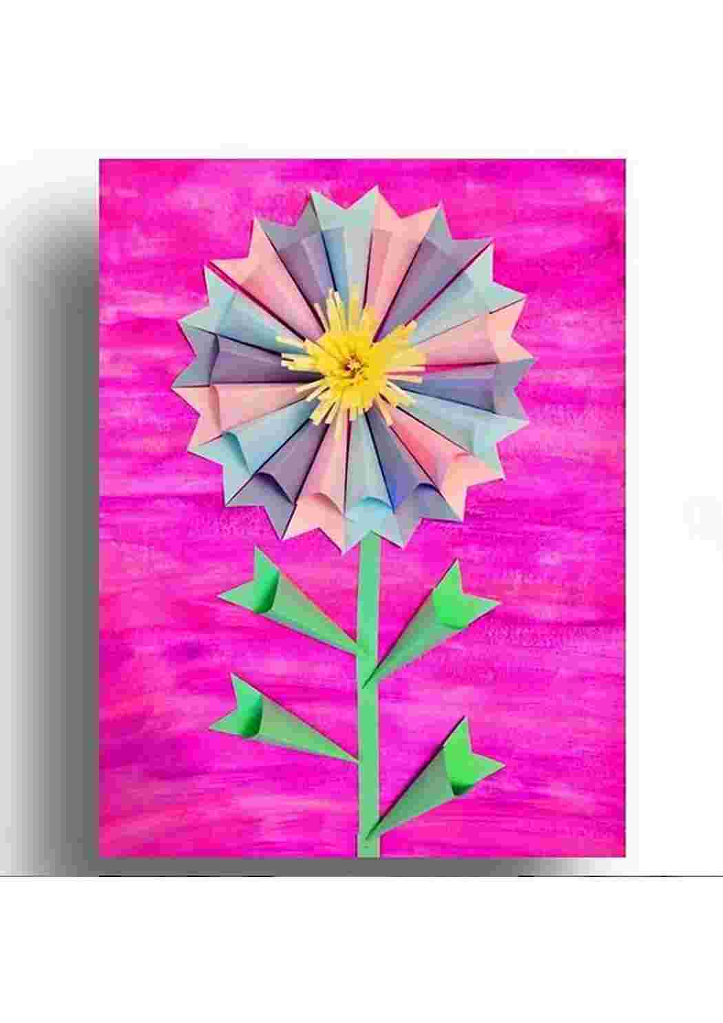 Раскраска Объемная аппликация цветок из цветной бумаги. поделка на весеннюю тему