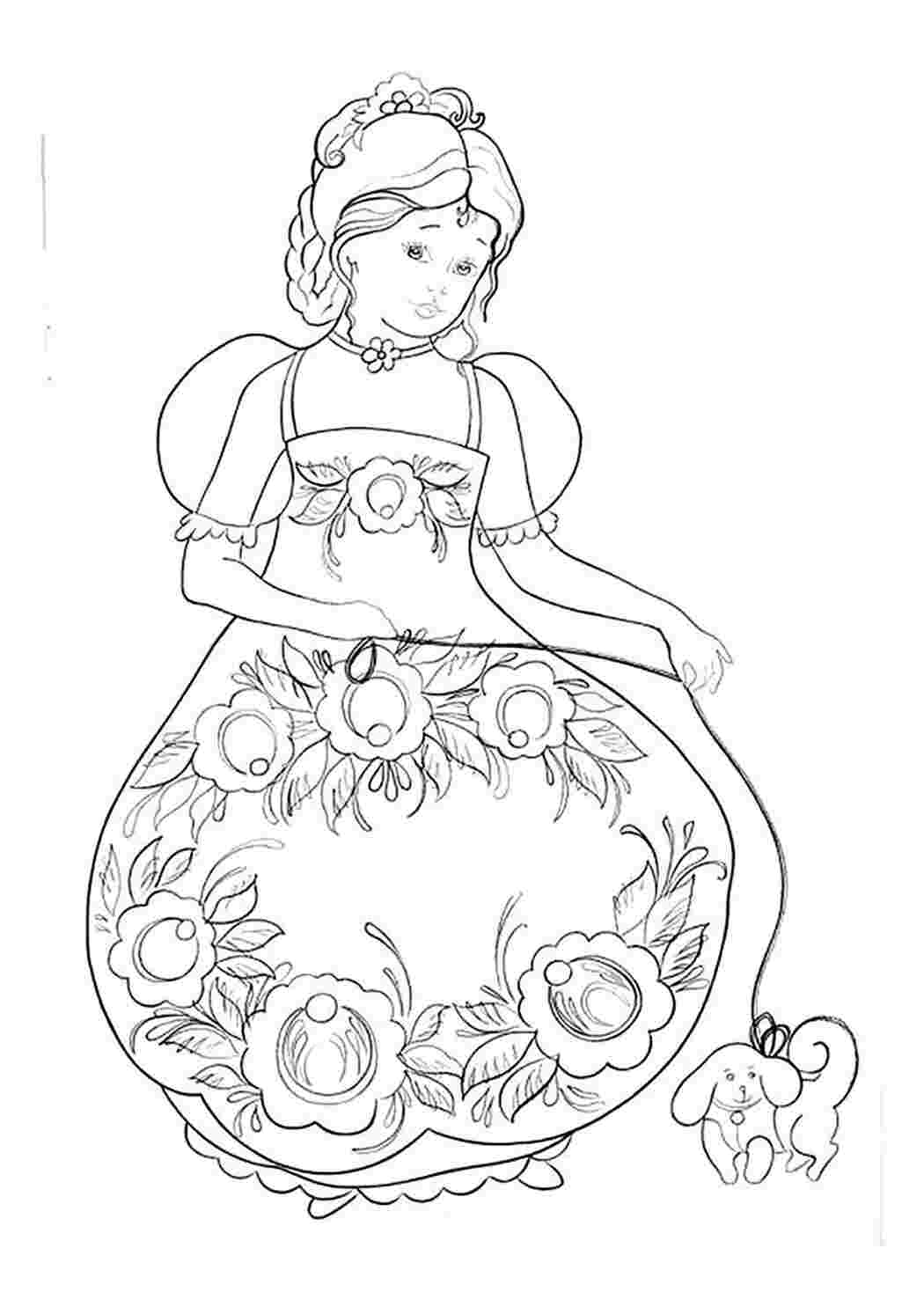 Раскраска Раскраска Городецкая роспись