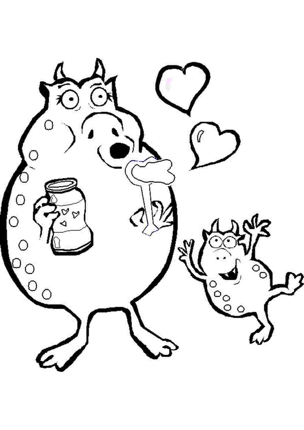 Раскраска Прикольные чудики на 14 февраля