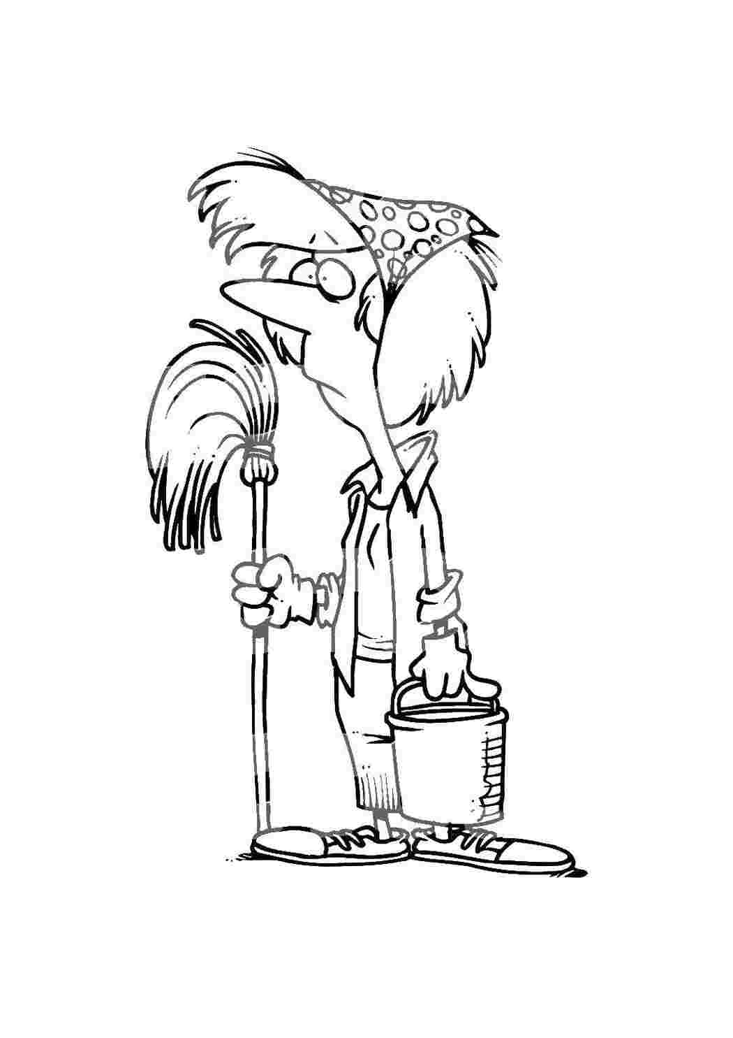 Раскраска Уборщик