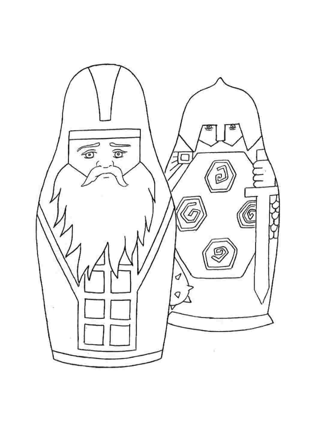 Раскраска Восточная матрешка