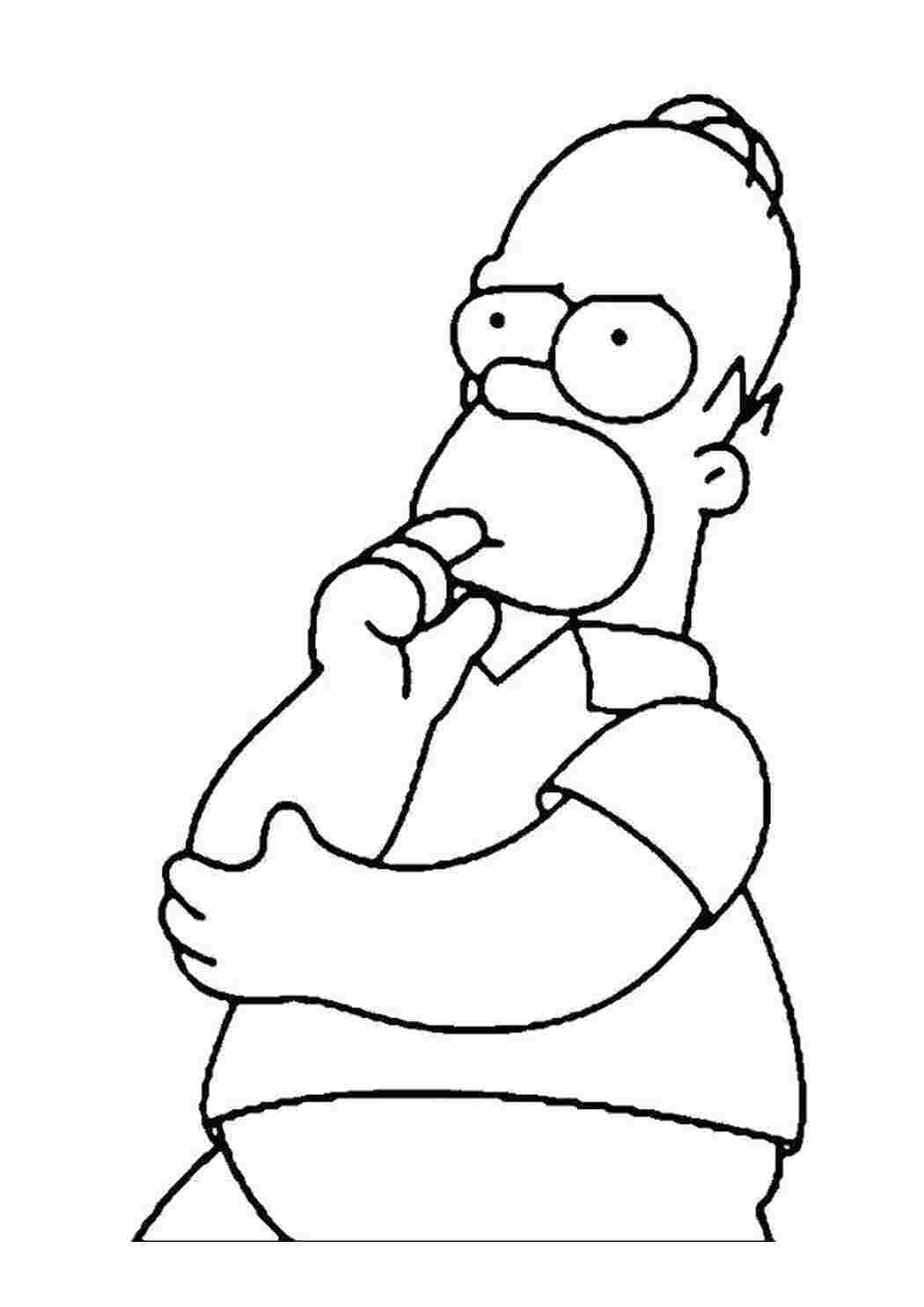Раскраска Задумчивый Гомер