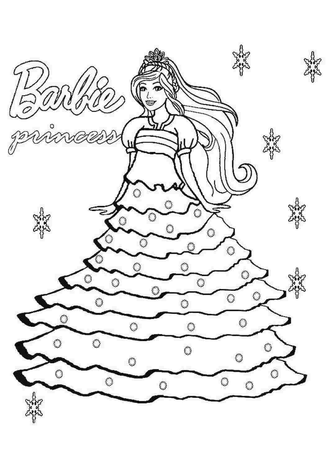 Раскраски для девочек новогодние Барби