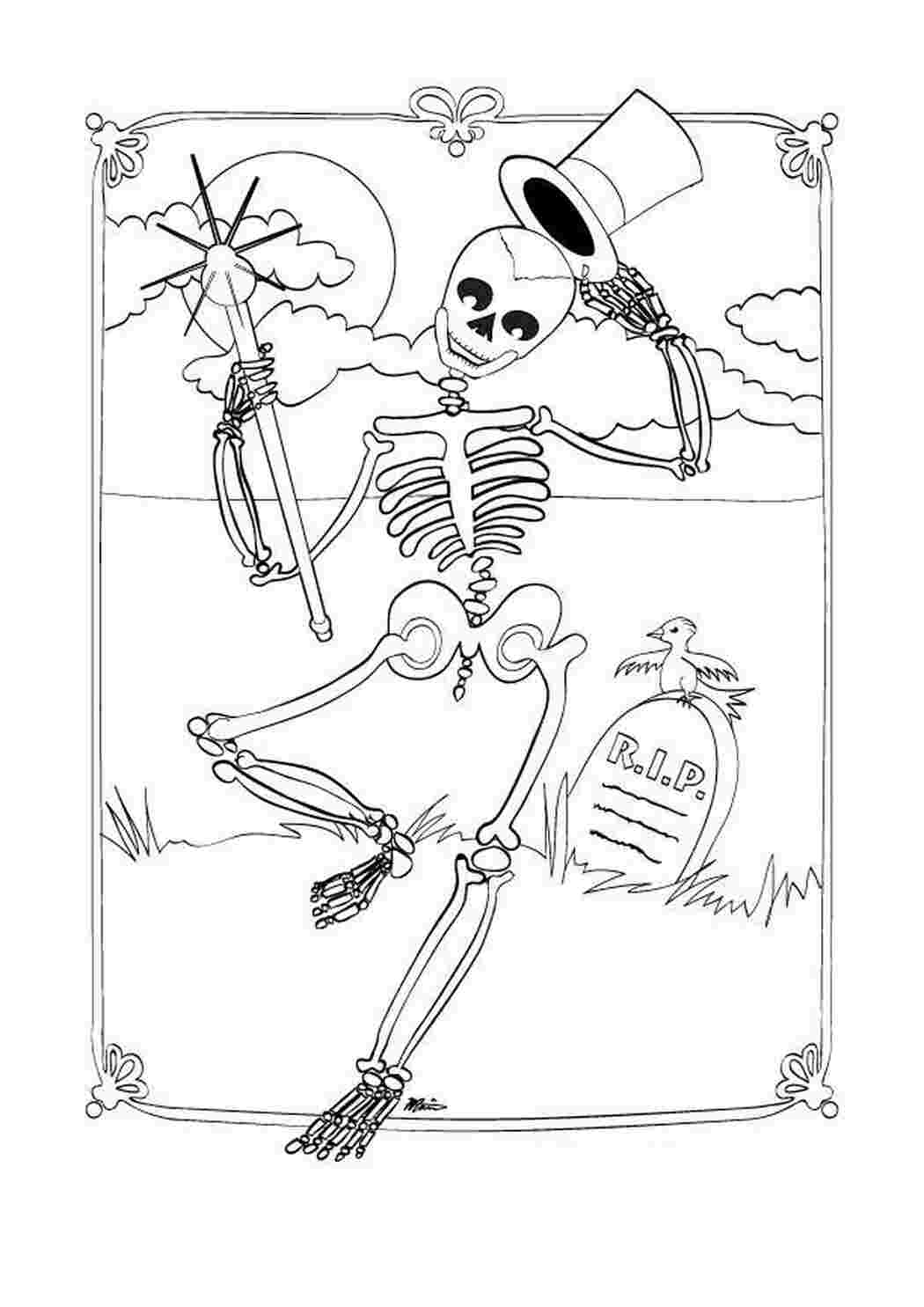 Джек скелет для разукрашивания