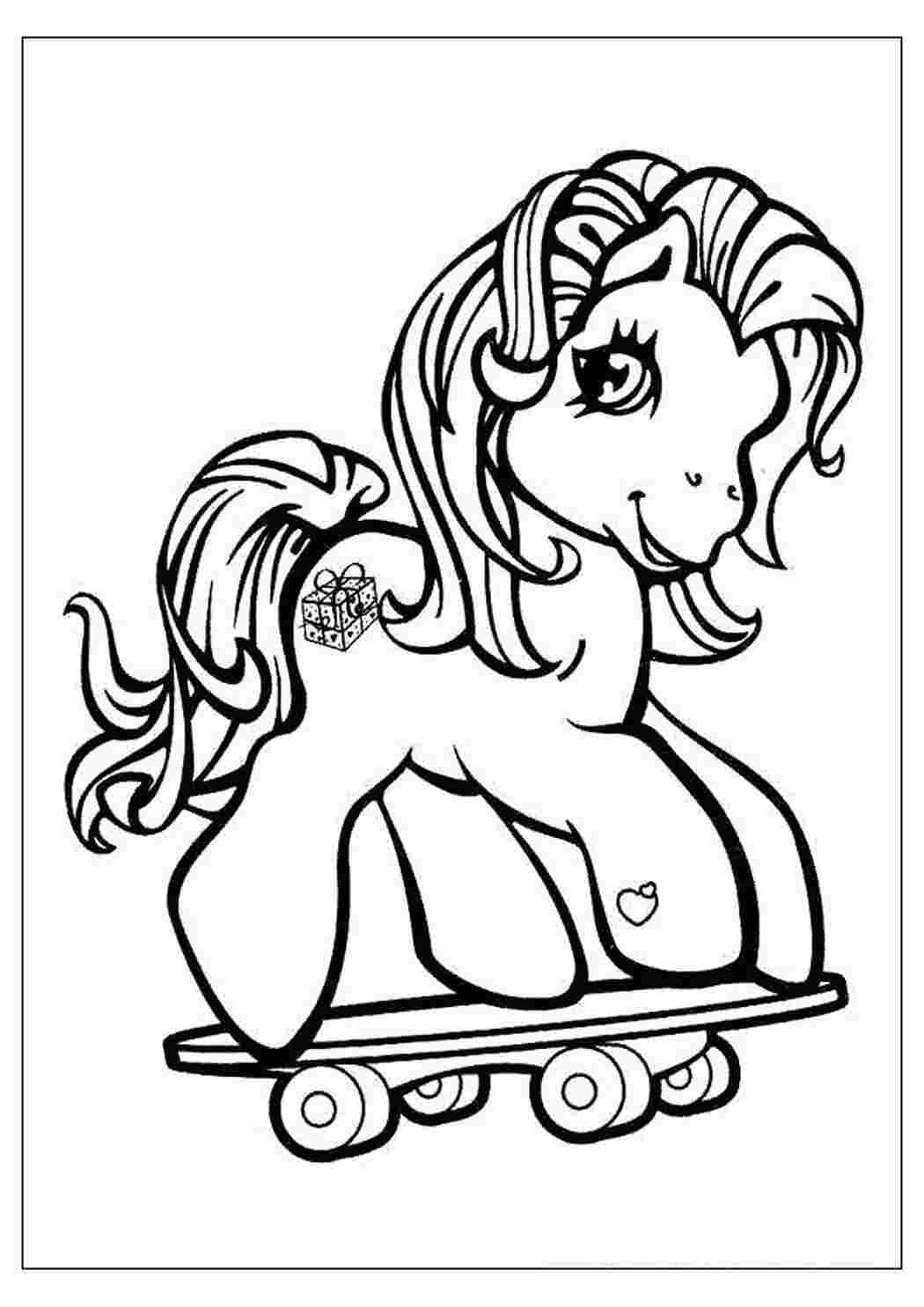 Раскраска пони на скейте
