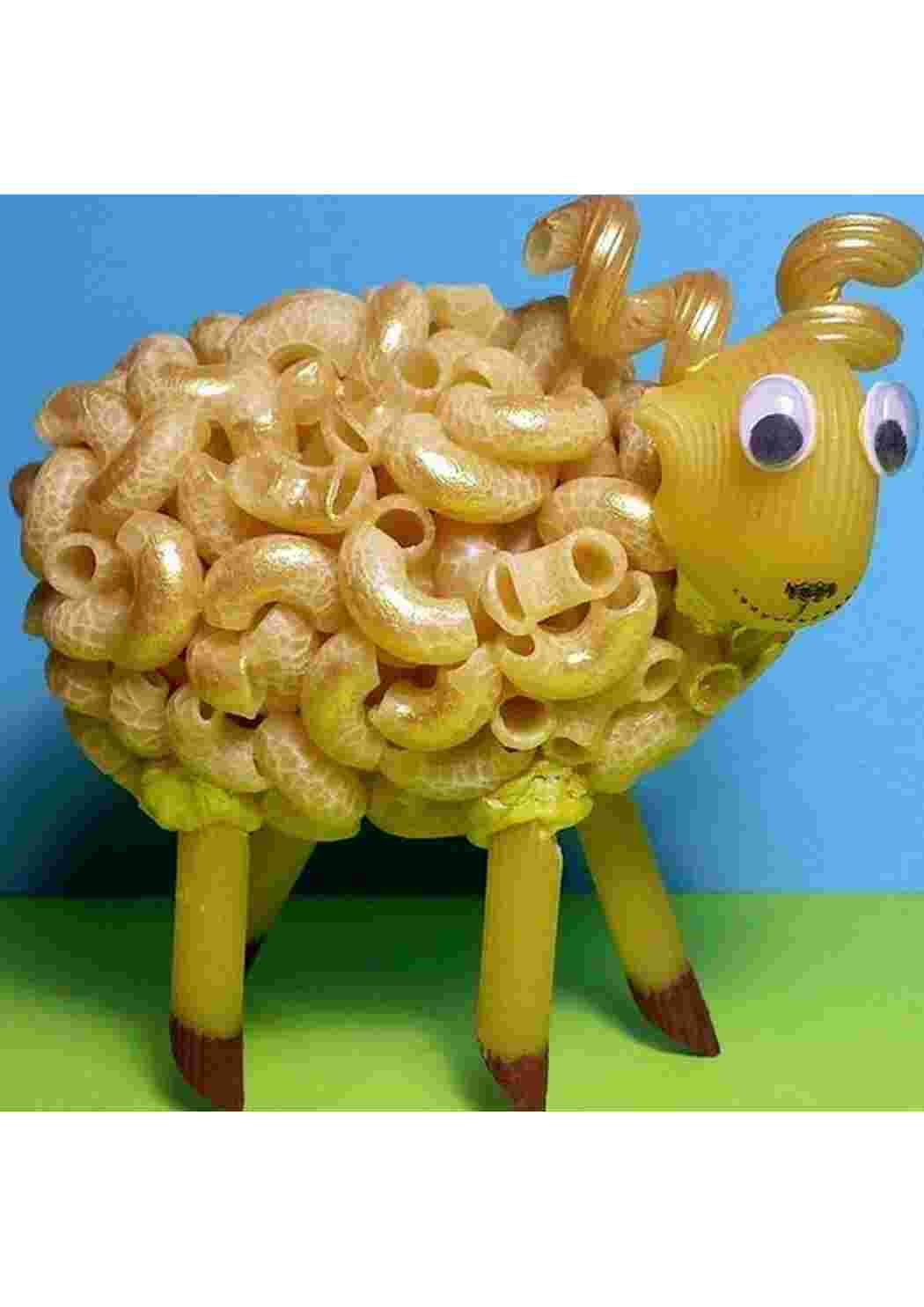 Раскраска Поделка из макарон.Барашек из макарон