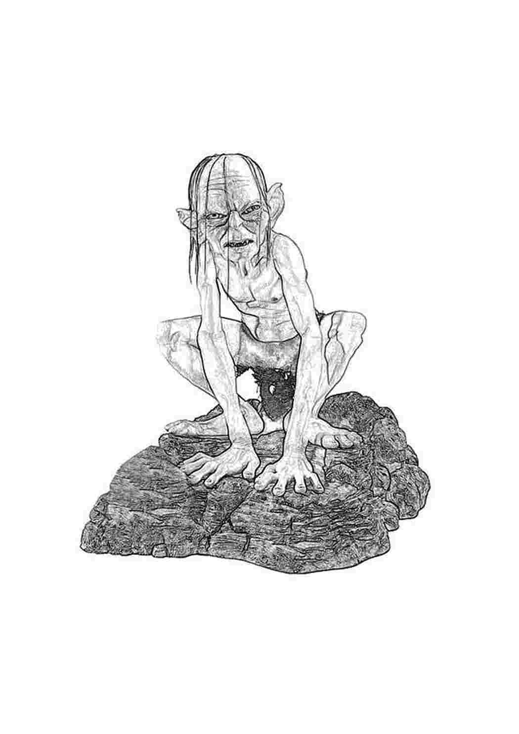 Раскраска Смеагол на камне