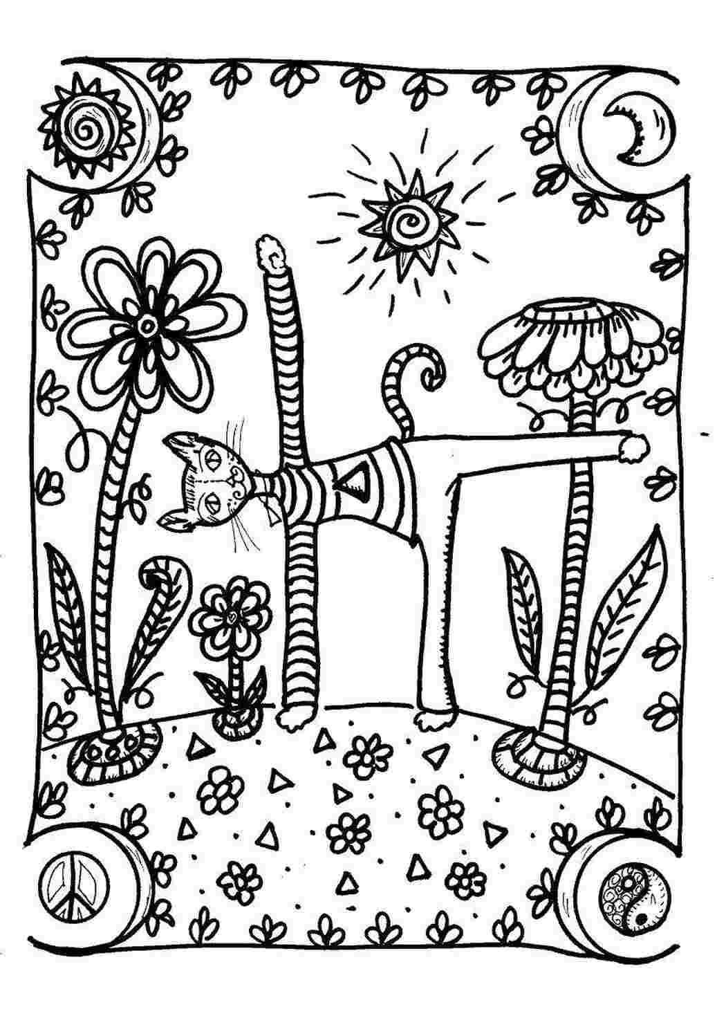 Раскраска Кошачья йога