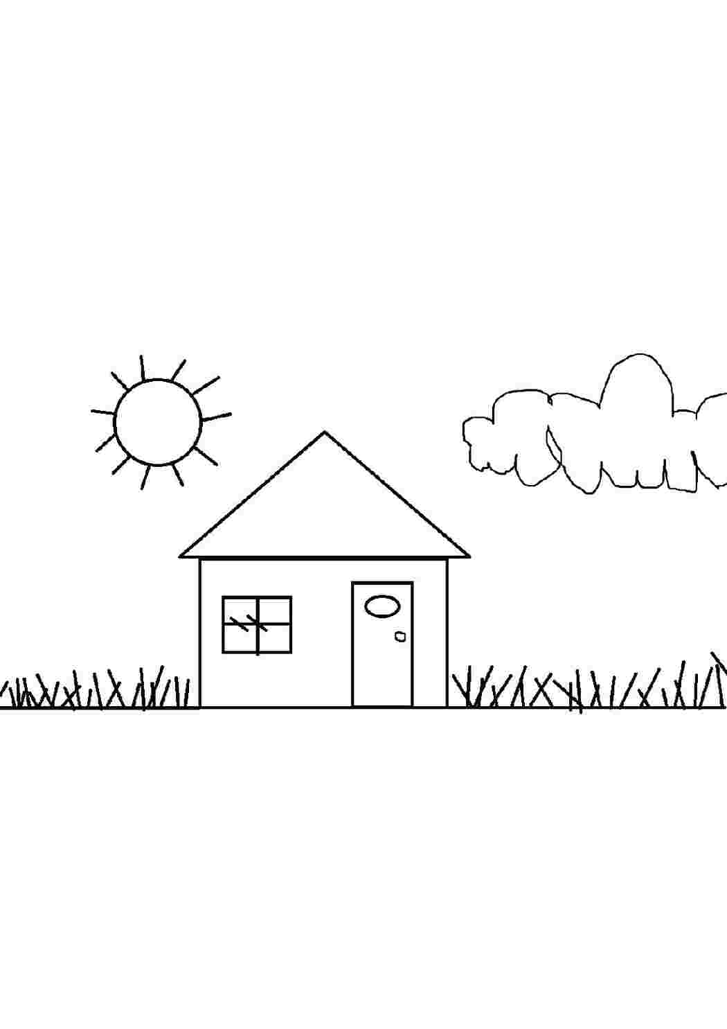 Раскраска дом на поляне