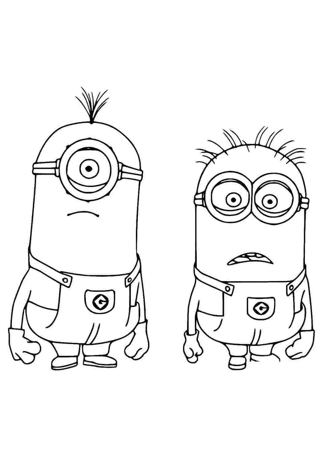 Раскраска Удивленные миньоны