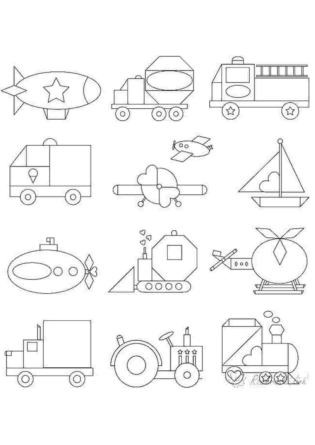 Раскраска Разный транспорт