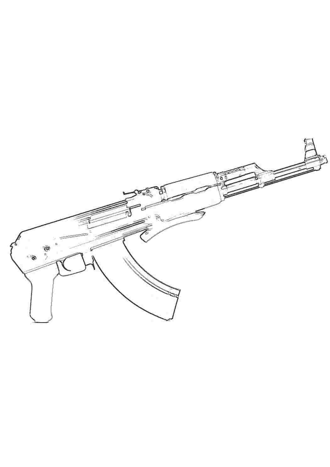 Картинки раскраски автомат калашникова
