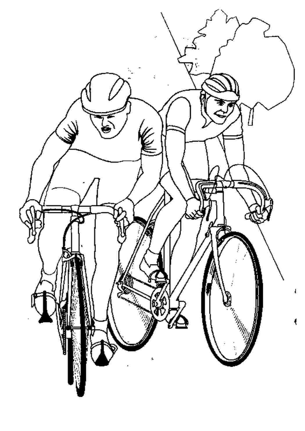 Раскраска велосипедные гонки