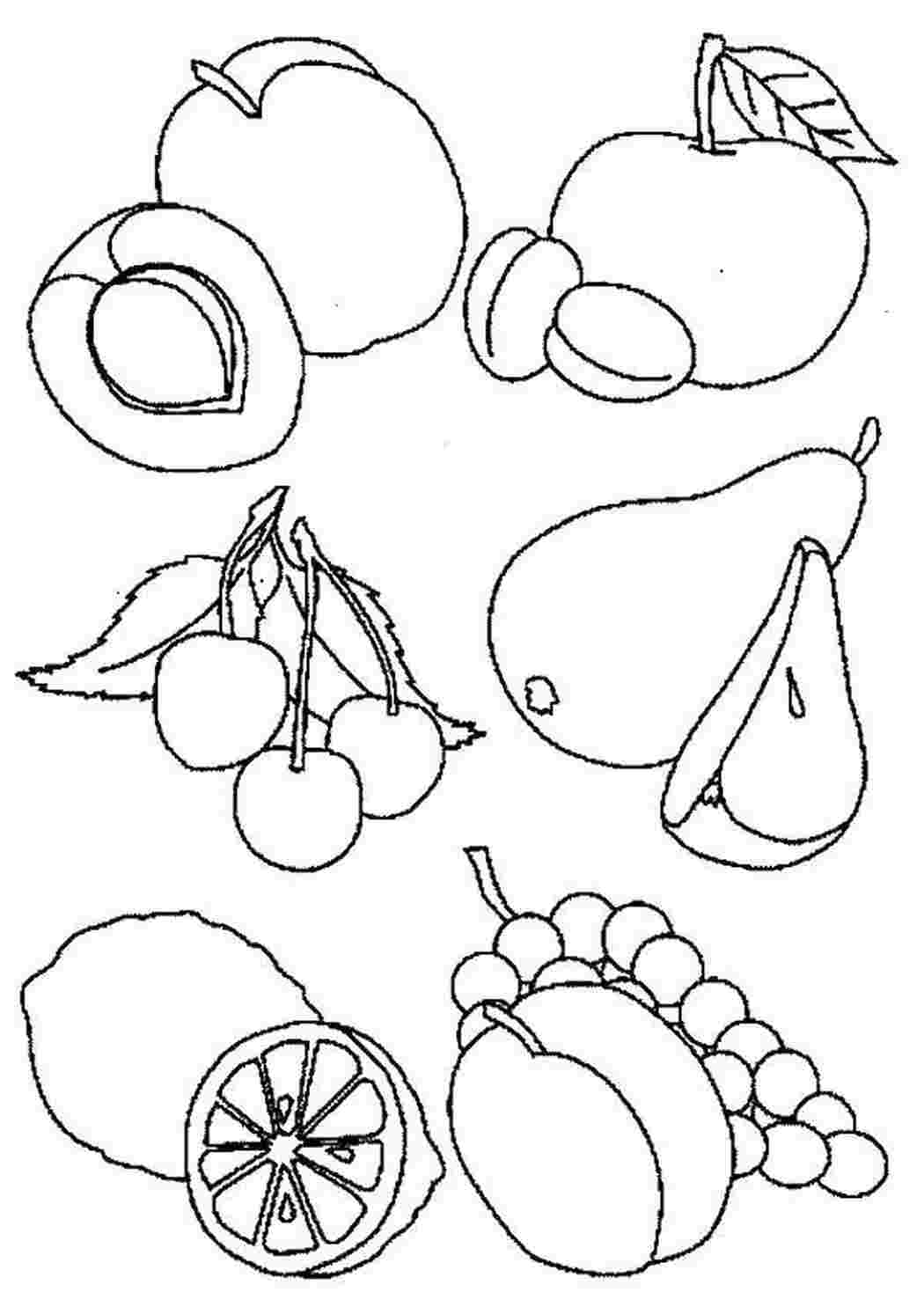 Раскраска Половинки фруктов