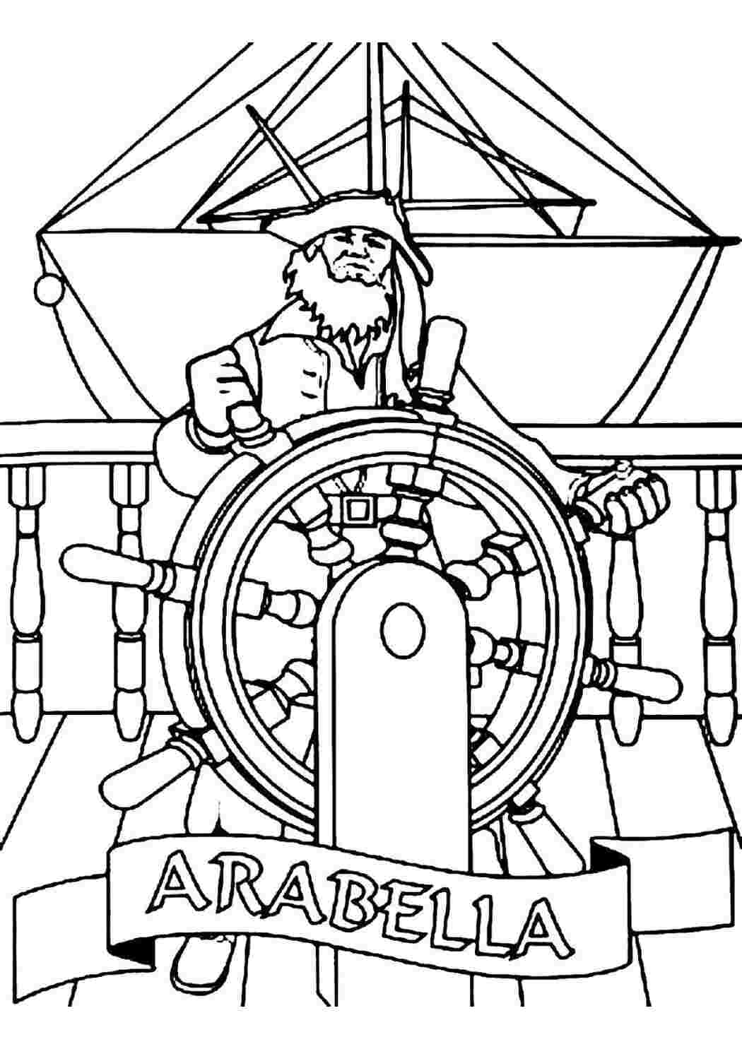 Раскраска Капитан пиратского судна