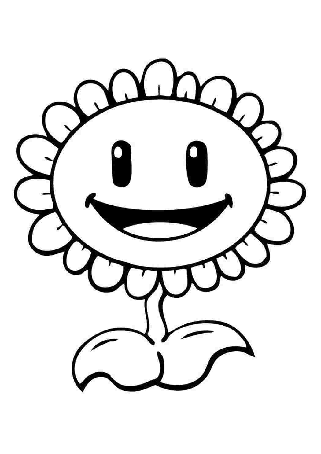 Раскраска Подсолнух улыбается