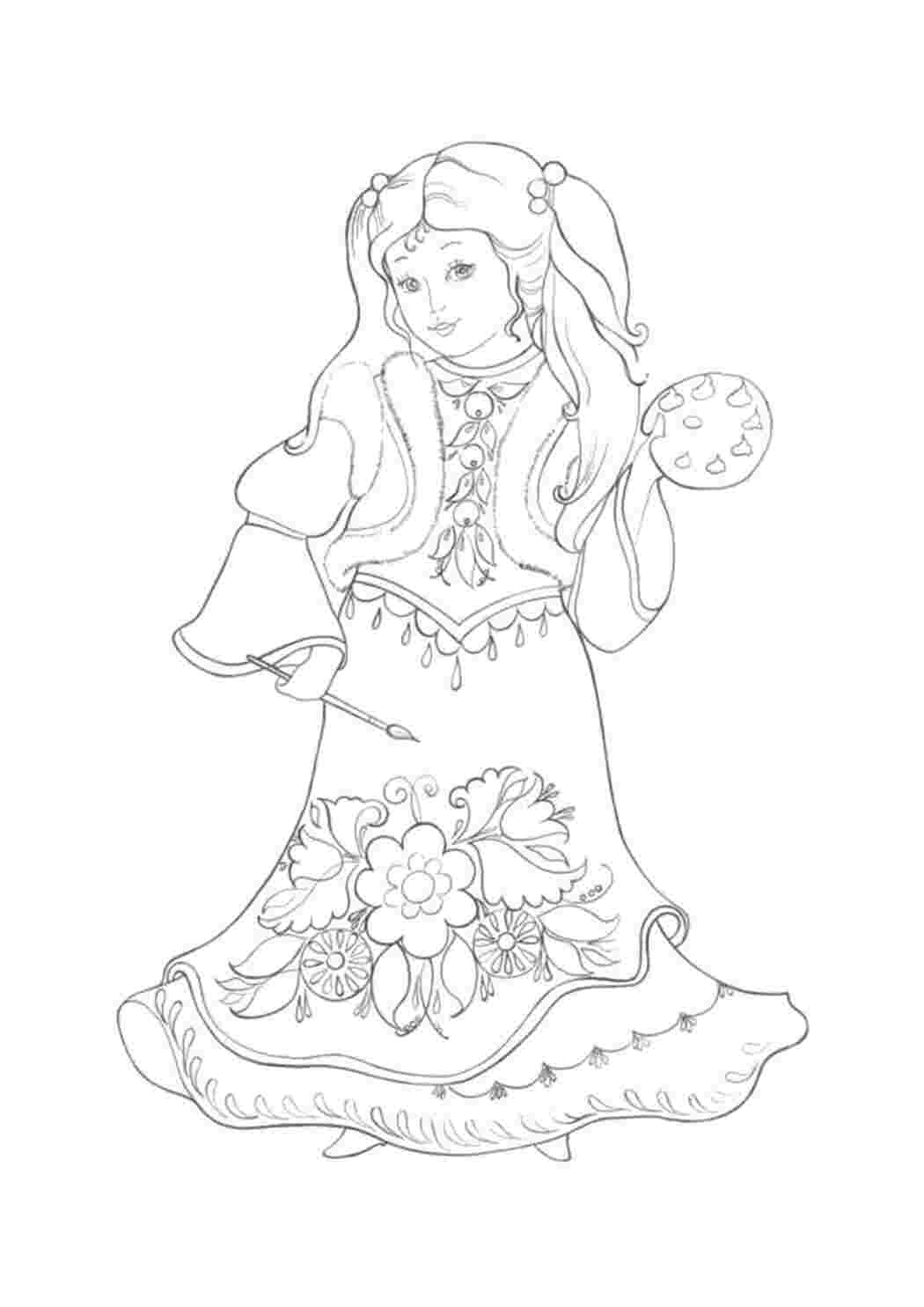 Раскраска Раскраска Городецкая роспись