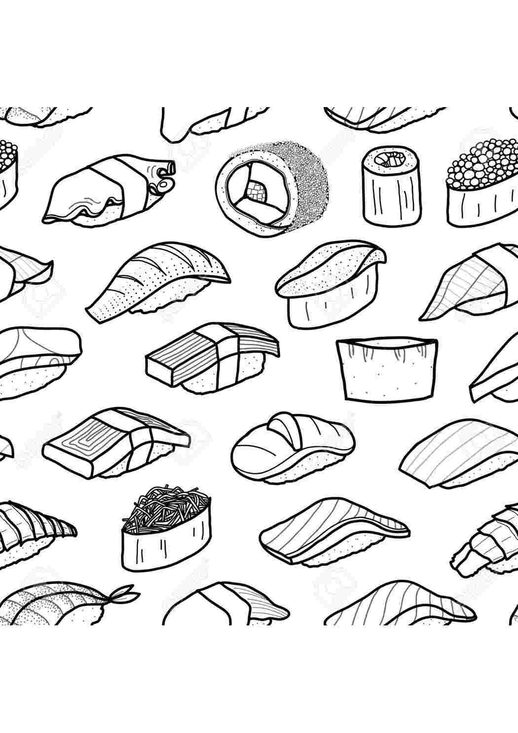 Раскраска суши роллы