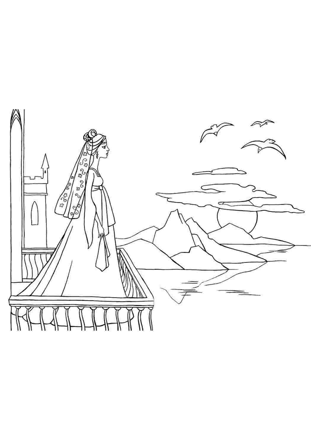 Раскраска чайка около берега