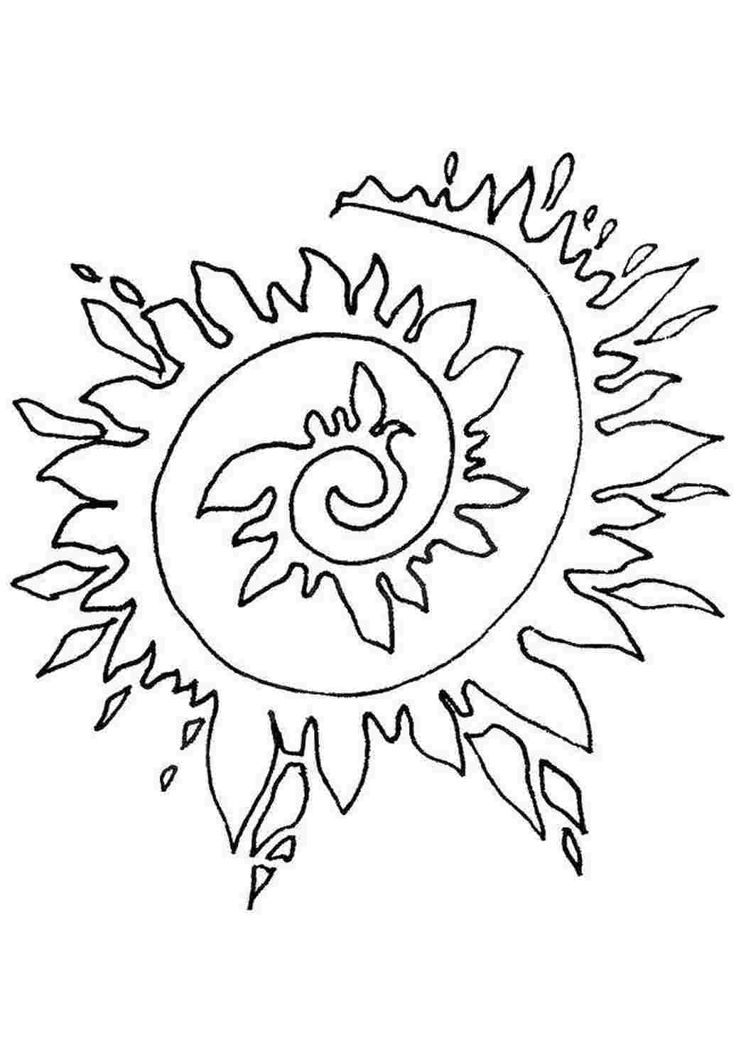 Солнце рисунок трафарет