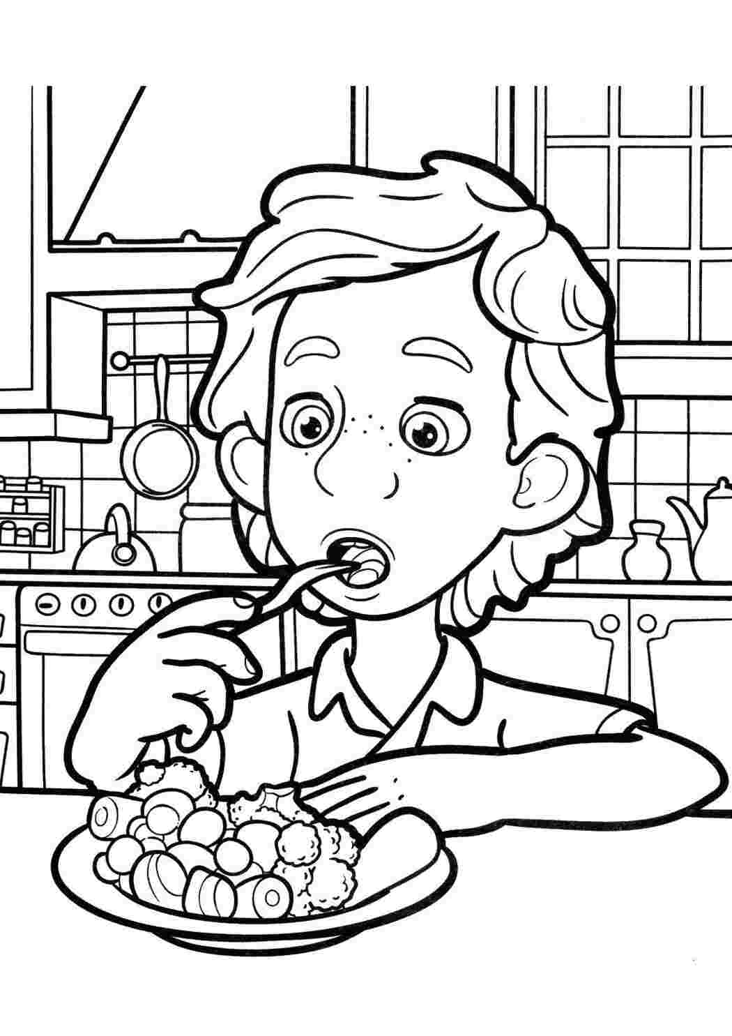 Раскраска Димдимыч обедает