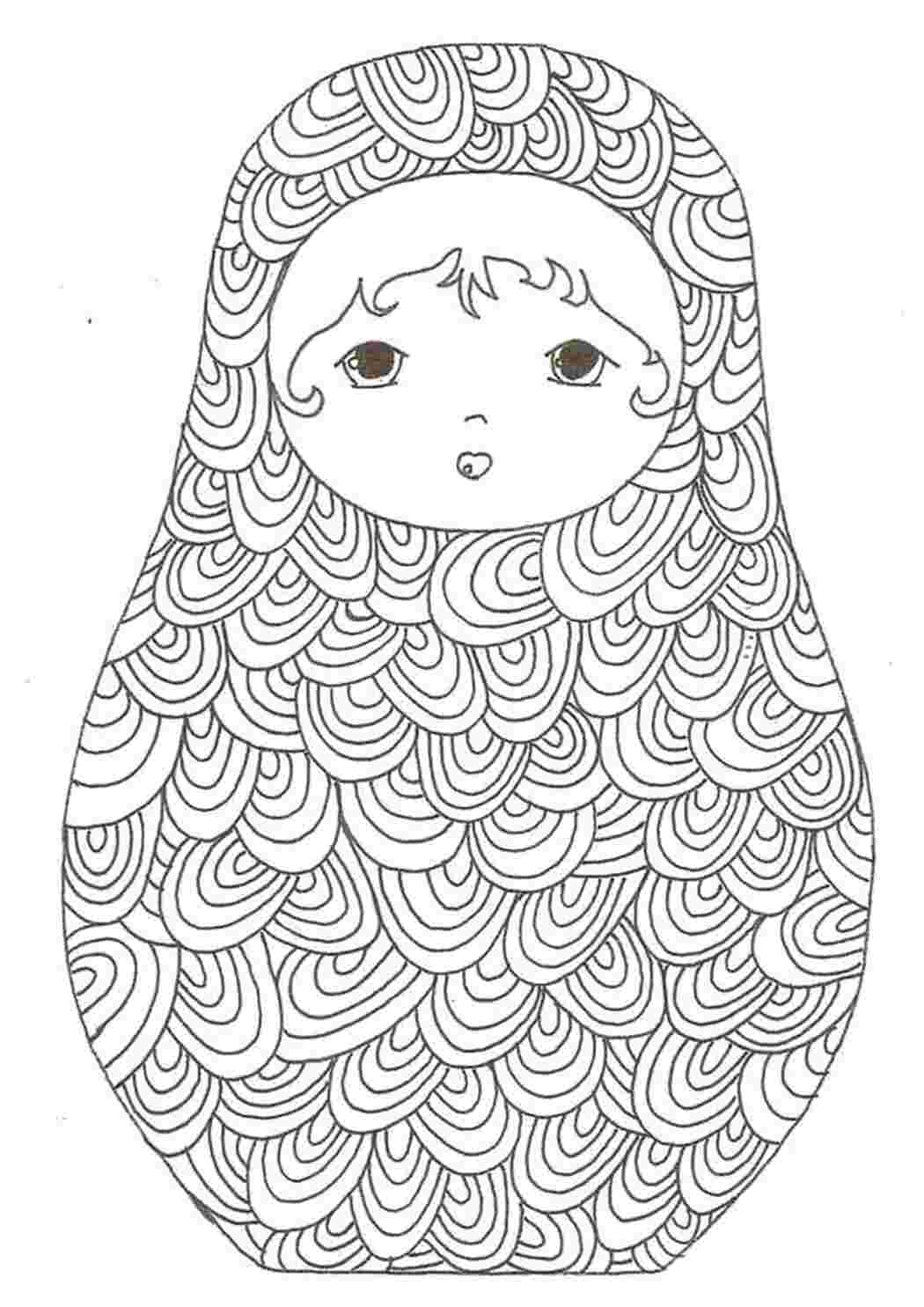 Раскраска Детальная матрешка