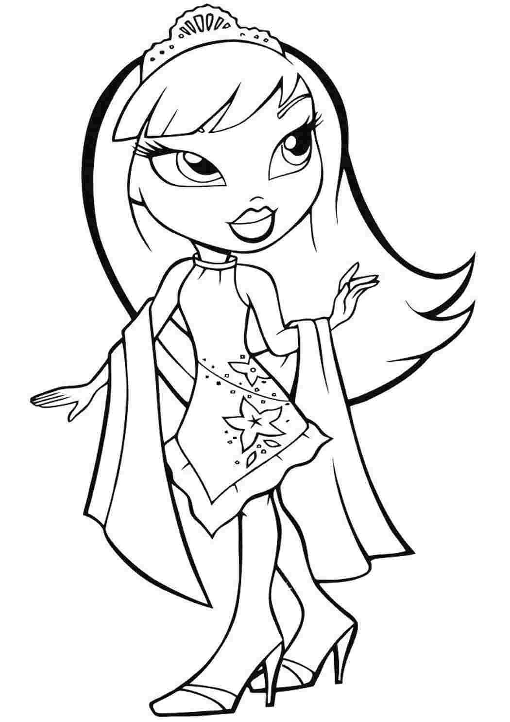 Раскраска кукла модная