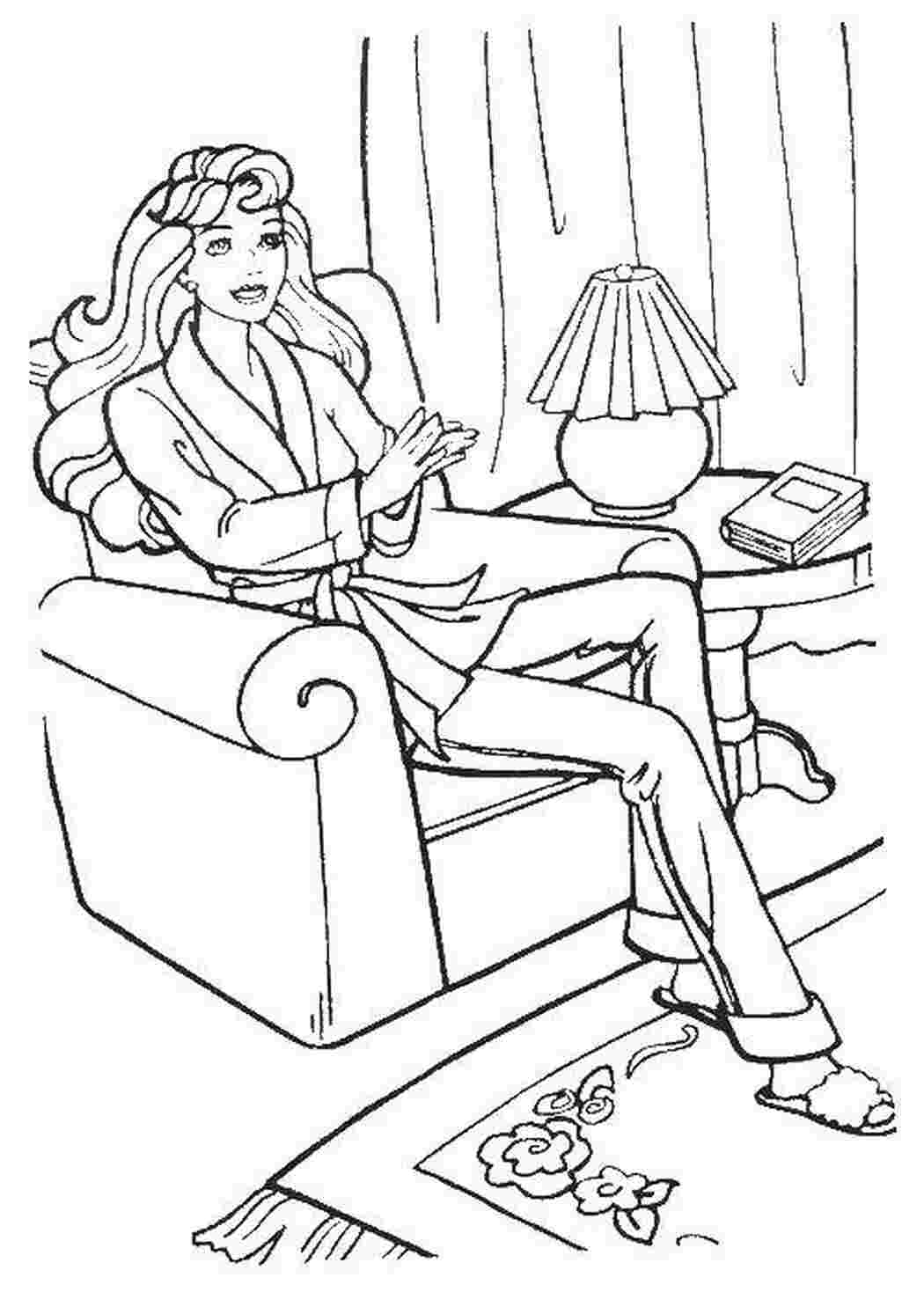 Раскраска Барби отдыхает
