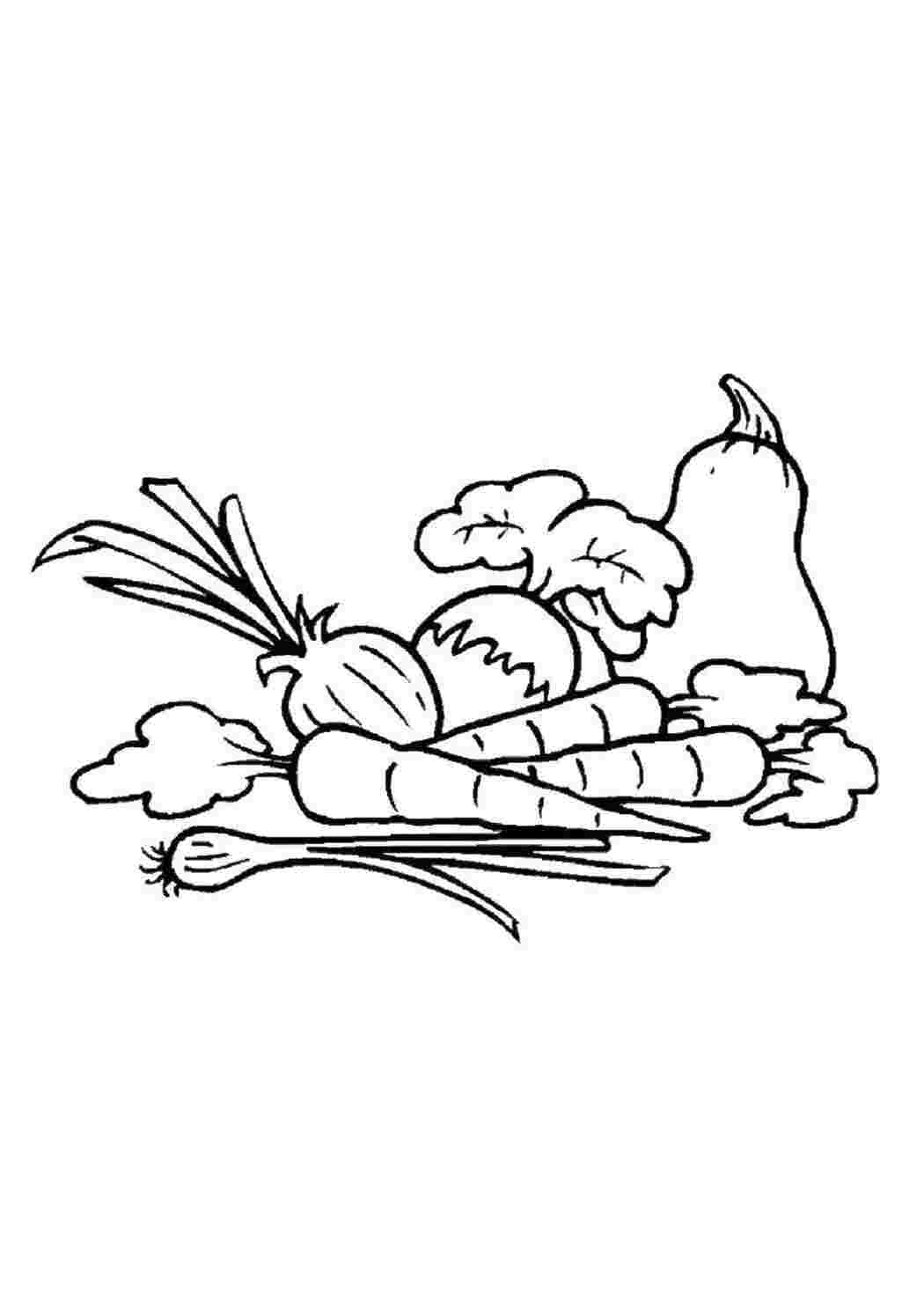 Раскраска Овощи на столе