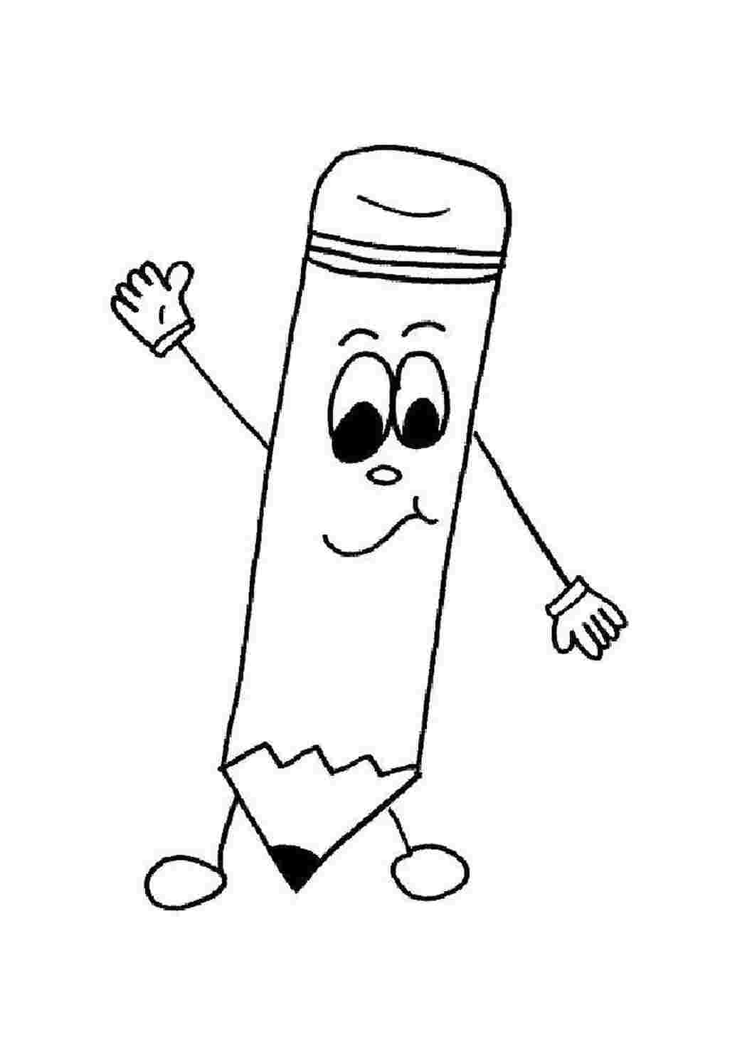 Раскраска Карандаш смотрит