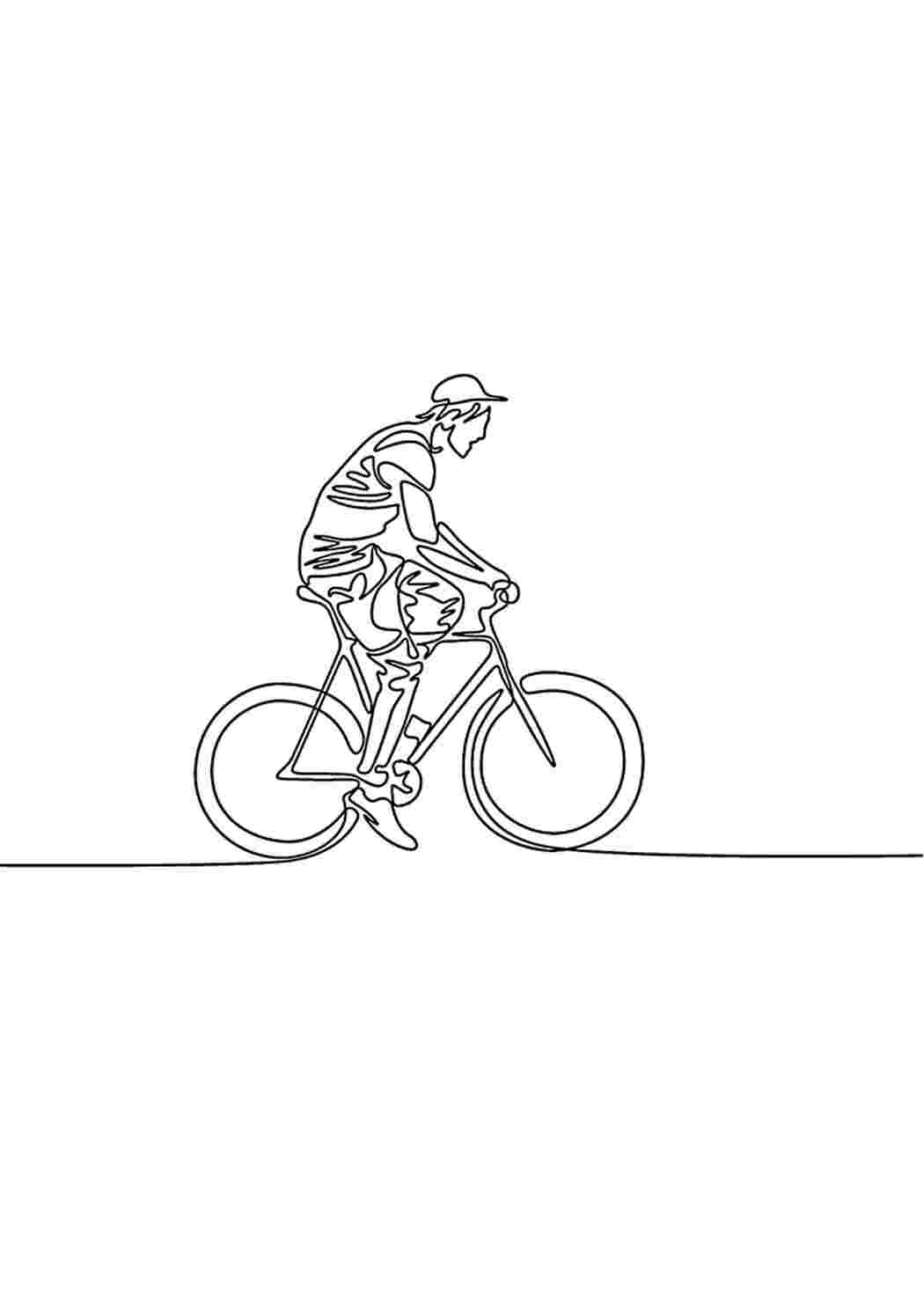 Человек едет на велосипеде рисунок лайн