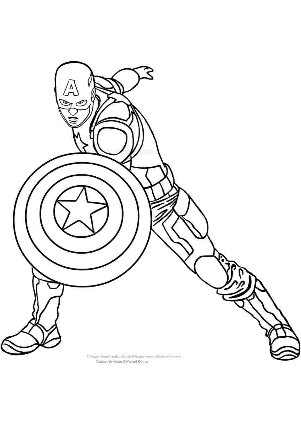 Герои Марвел раскраска Капитан Америка