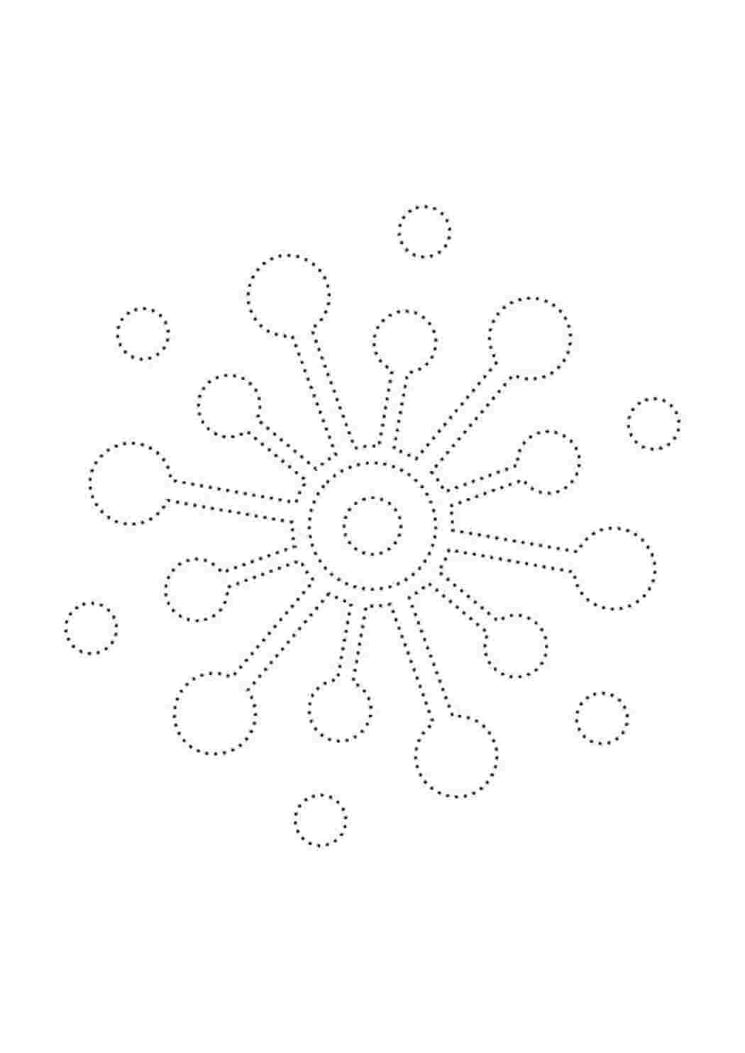 Раскраска обводилка снежинка