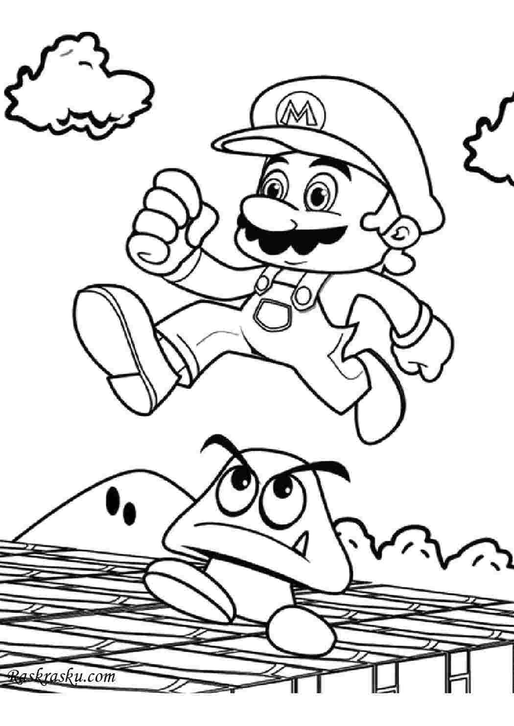 Раскраска Бегущий Марио