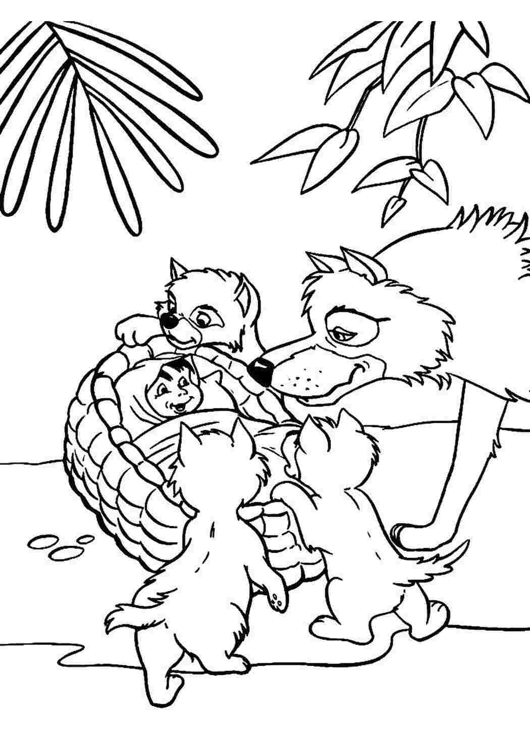 Раскраска Находка Маугли