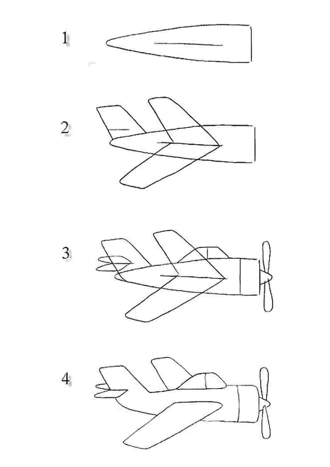 Поэтапное рисование самолета