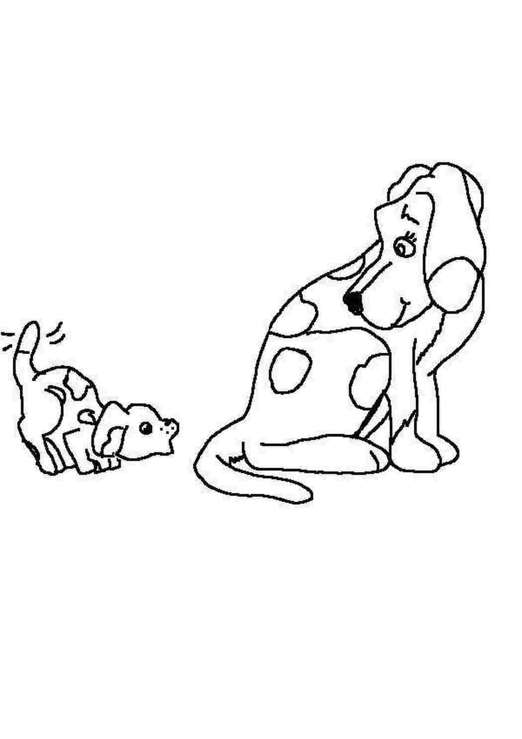Раскраска собака и щенок для малышей